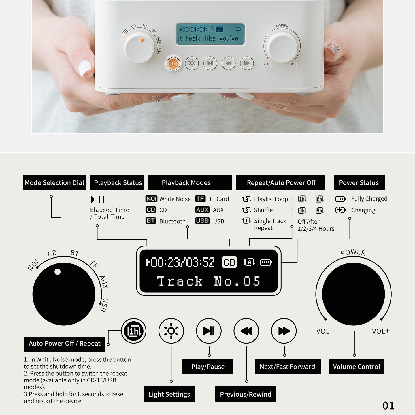Customizable Tinghai Kw-700Cd Player Record Player Album Player Disc Disc Bluetooth Audio Cross-Border