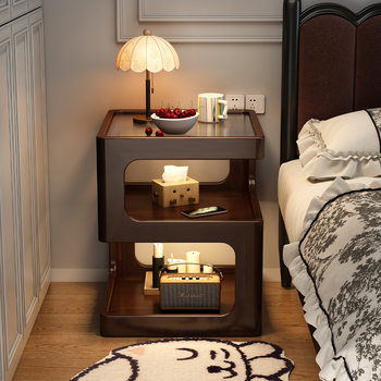 Solid Wood Bedside Table Alternative Home Bedroom Bedside Storage Rack Creative Niche Design Mid-Century Style Small Side Table