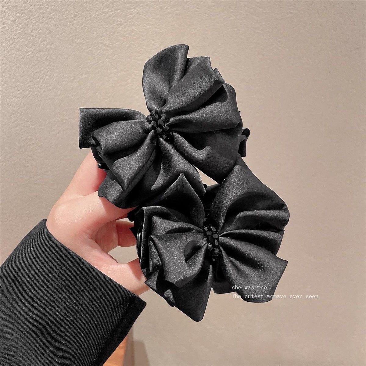Black Bow Ball Hair Accessories High-End 2025 New Shark Clip Full Back Head Hairpin Hair Accessories for Women