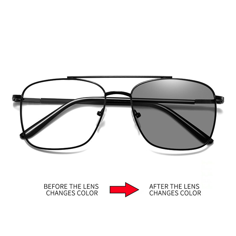 Fashion new anti-blue light glasses women retro metal double beam glasses frame men's color change flat glasses cross-border wholesale