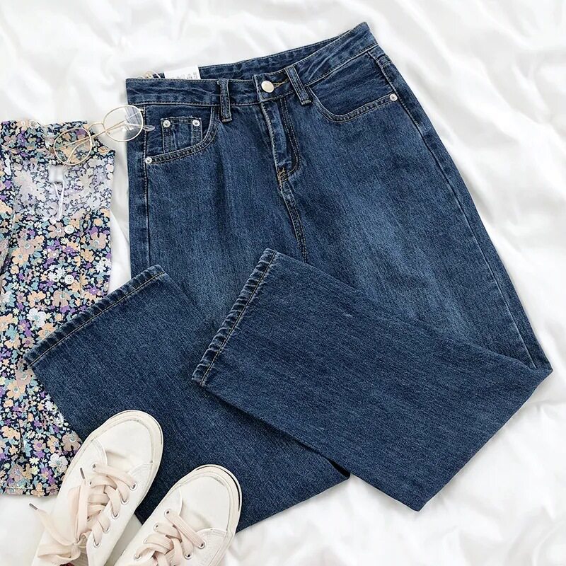 High Waisted Vintage Denim Jeans for Women Loose Fit Flattering Straight Leg Versatile for Spring Wholesale Available