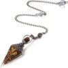 Ancient Silver Crystal Semi-precious Stone Colorful Gravel Resin Pendulum Hexagonal Cone Pendant Cross-border Supply
