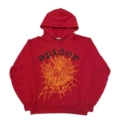 Spider web yellow [brick red hooded sweatshirt]