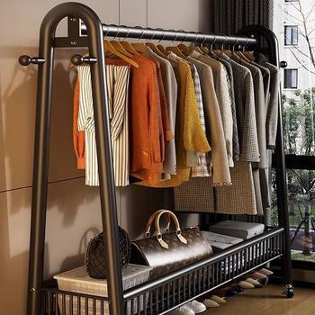 Clothes Hanger Floor-Standing Vertical Extra Thick Thickened Clothes Rack for Bedroom Balcony in Rental House