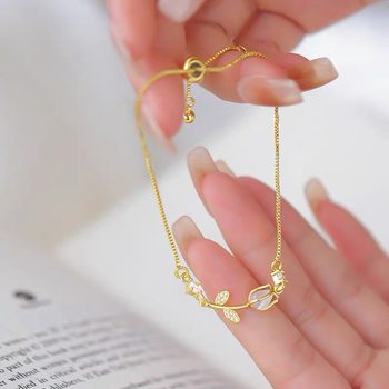 Cross-border new adjustable Tulip bracelet female fashion niche design opal bracelet girlfriends birthday gift