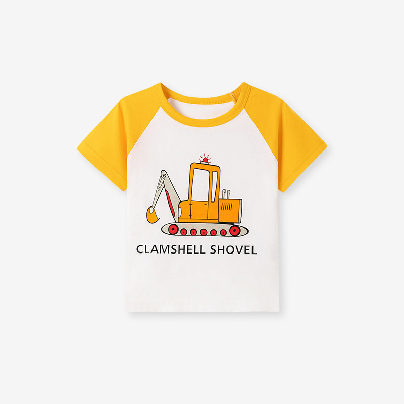 Summer Kids' Printed T-shirt, Boys' Short-sleeve Undershirt, Cartoon Car Kids' Top