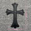 New European and American black retro cross embroidery embroidery logo sewing leather logo clothing textile fashion accessories cloth stickers