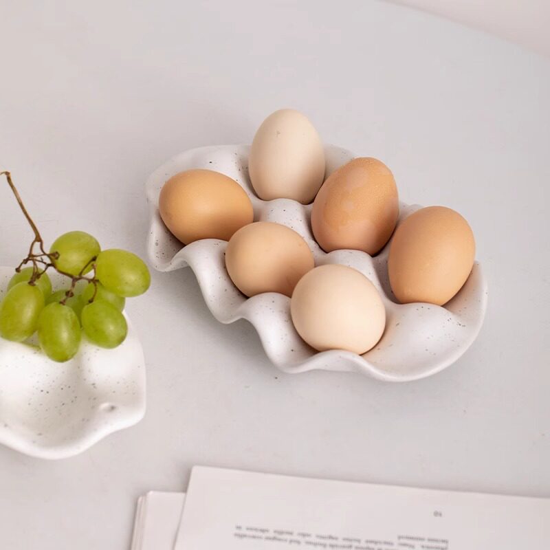 Ins Kitchen Simple Ceramic Egg Tray Storage Box Household Refrigerator Special Fresh-Keeping Box Storage and Organization
