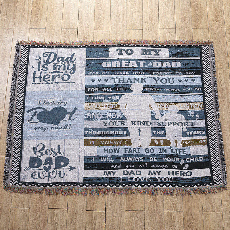 Cross-Border Customized American Outdoor Camping Blanket Picnic Mat Jacquard Sofa Blanket Thickened Decorative Tapestry Cotton Thread Blanket in Stock