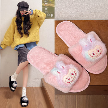 Home Cotton Slippers for Women in Autumn and Winter New Style Indoor Warm Non-Slip Soft Bottom Plush Slippers Bedroom Slippers