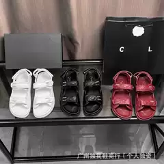 Summer New Style Small Fragrant Rhombus Diamond Buckle Velcro Thick Soft Sole Sponge Cake Outdoor Roman Beach Casual Women's Sandals