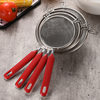 Stainless Steel Short Handle Binaural Mesh Leak Colander Creative Red Handle Flour Sieve Filter Spoon Mesh Kitchen Gadget