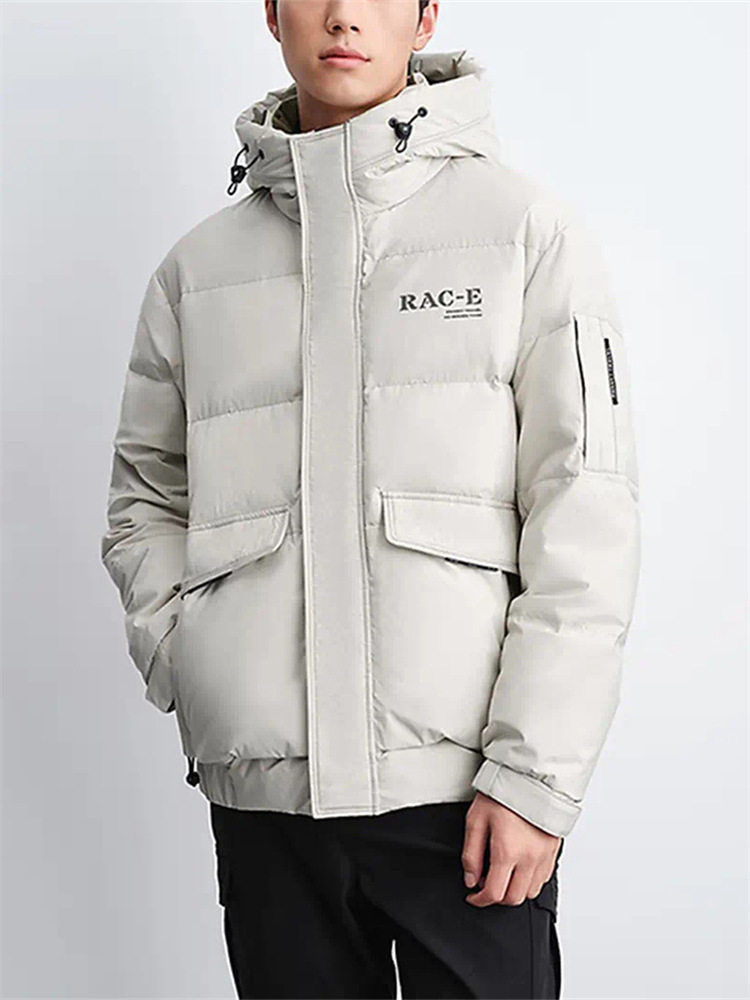 Brand Cut Label Men's New Winter Solid Color Hooded Letter Print Thickened Warm Casual down Jacket Y4Y062