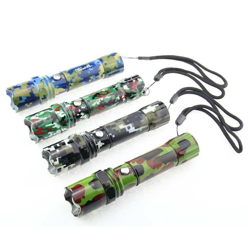 Strong flashlight aluminum alloy zoom charging home lighting outdoor camping export small flashlight Downlight