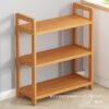 Factory Direct Sales of Simple Kitchen Supplies, Small Bookshelf, Multi-Layer Pot Rack, Kitchen Storage Rack, Bamboo Solid Wood Storage