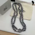 Gray and black double layer saturn magnetic necklace
