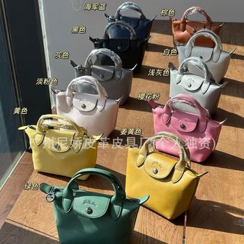 French Longxiang high quality Kraft Mini Dumpling Bag Shoulder Hand Crossbody Bag Fashionable Casual All-match Women's Trendy Bag