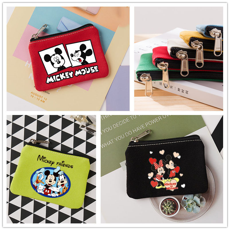 Cartoon Mickey coin purse canvas bag card bag simple fabric coin small bag cartoon cotton storage bag