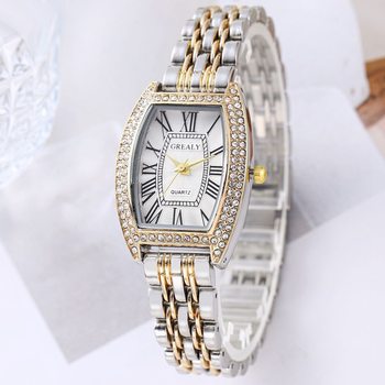New Women's Watch Luxury Rhinestone Barrel-Shaped Dial Watch Fashion Casual Roman Scale Women's Watch Wholesale