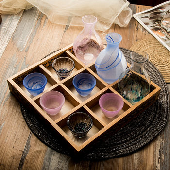 Japanese-style sake cup suit Jianghu cut Japanese South Korea color curling rice wine Girls' High-looking fruit wine cup