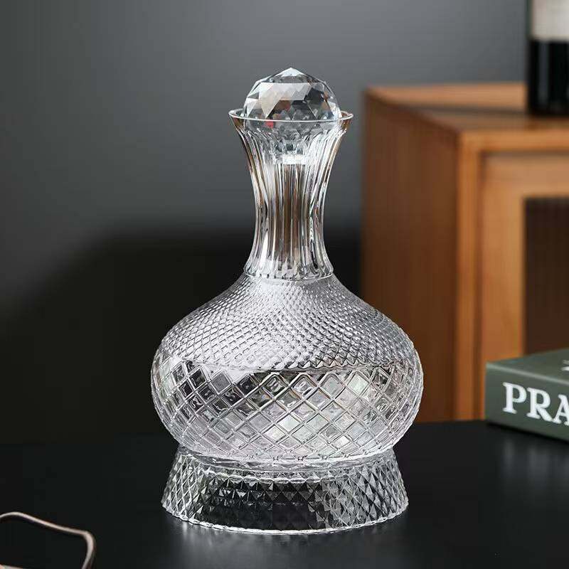 Glass Rotating Crystal Wine Decanter Set, Household Wine Glass Dispenser, High-End Creative Wine Set, European Style