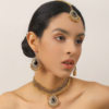Indian gem pearl pendant tassel three-piece set fashion vintage clavicle necklace earrings hollow water drop suit women