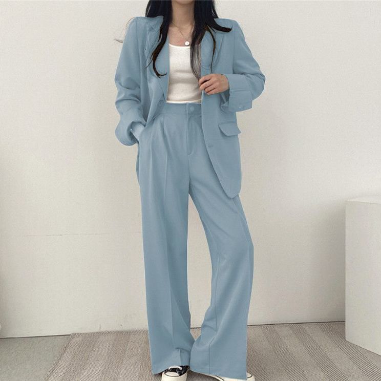 Chic Korean Style Blazer Set Elegant Mid Length Design Youthful Vibes Bright Colors Perfect for Spring and Autumn