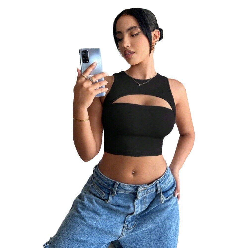 Womens Sexy Hollow Out Crop Top Slim Fit Spaghetti Straps Short Length Spring Summer Fashion Wholesale Available