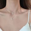 K-Style Ins Silver Sparkling Diamond Starburst Moon Double-Layer Necklace Niche Female Clavicle Chain Design Accessible Luxury New Style