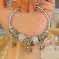 0258#White dream catcher titanium steel bracelet
