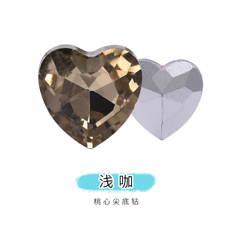 网红爆款尖底桃心钻水晶玻璃钻手机贴钻服装发带配件饰品钻爱心钻
