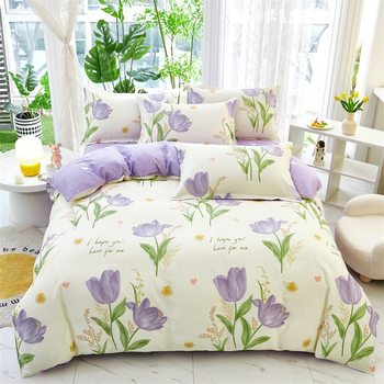 Wholesale 100% Pure Cotton Four-Piece Set of Cotton Bed Sheetss and Quilt Covers for Student Dormitories Three-Piece Bedding Set for Cross-Border Delivery