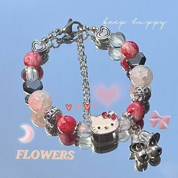 Little Red Riding Book Same KT Cat Bell Bracelet Female Niche Design High Color Value Cartoon Hand Jewelry for Girlfriends