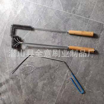 Hardware products barbecue washing pot wire brush three-piece single-head double-head copper wire wooden handle three generations of upgraded washing pot brush
