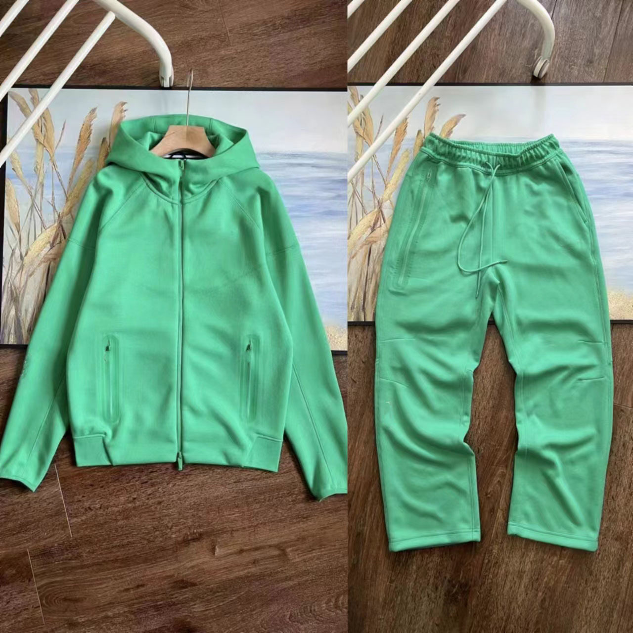 24 spring and autumn new leisure sports air layer hooded jacket and sweatpants set 454 and 461