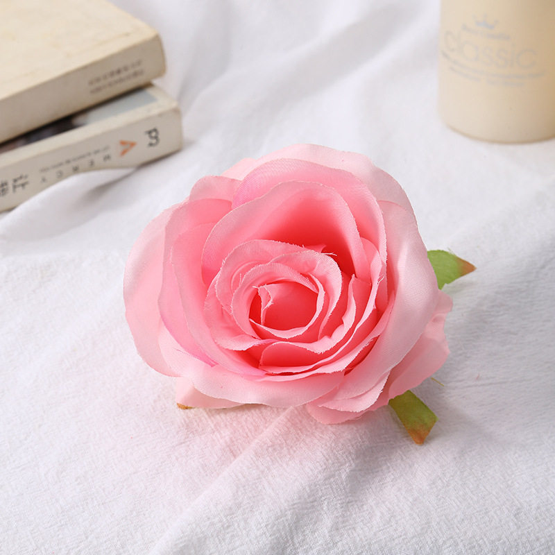 仿真玫瑰花头DIY假花绢花婚庆婚礼花材胸花发饰装饰花玫瑰花批发