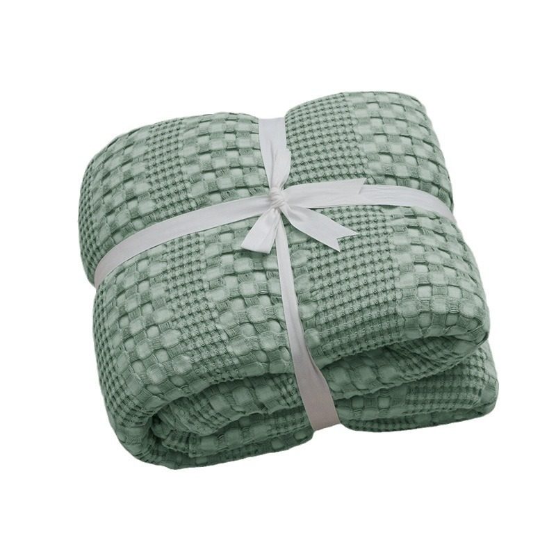 Sofa Towel Air Conditioning Blanket 50 Bamboo Fiber 50 Cotton Pure Color Export Custom American Summer Throw Blanket Waffle Blanket