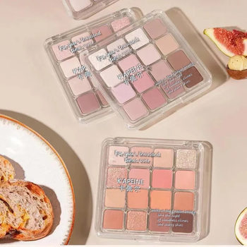 K'Apeine Checkered 16-Color Eye Shadow Palette Pink Brown Honeydew New Color Eye Shadow Matte Pearlescent Sequin Blush Spring and Summer