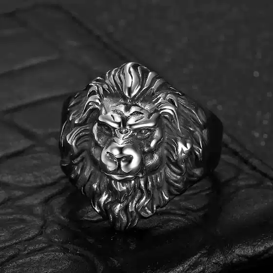 European and American Cross-Border New Retro Punk Animal Ring Stainless Steel Retro Domineering Lion Head Men's Ring
