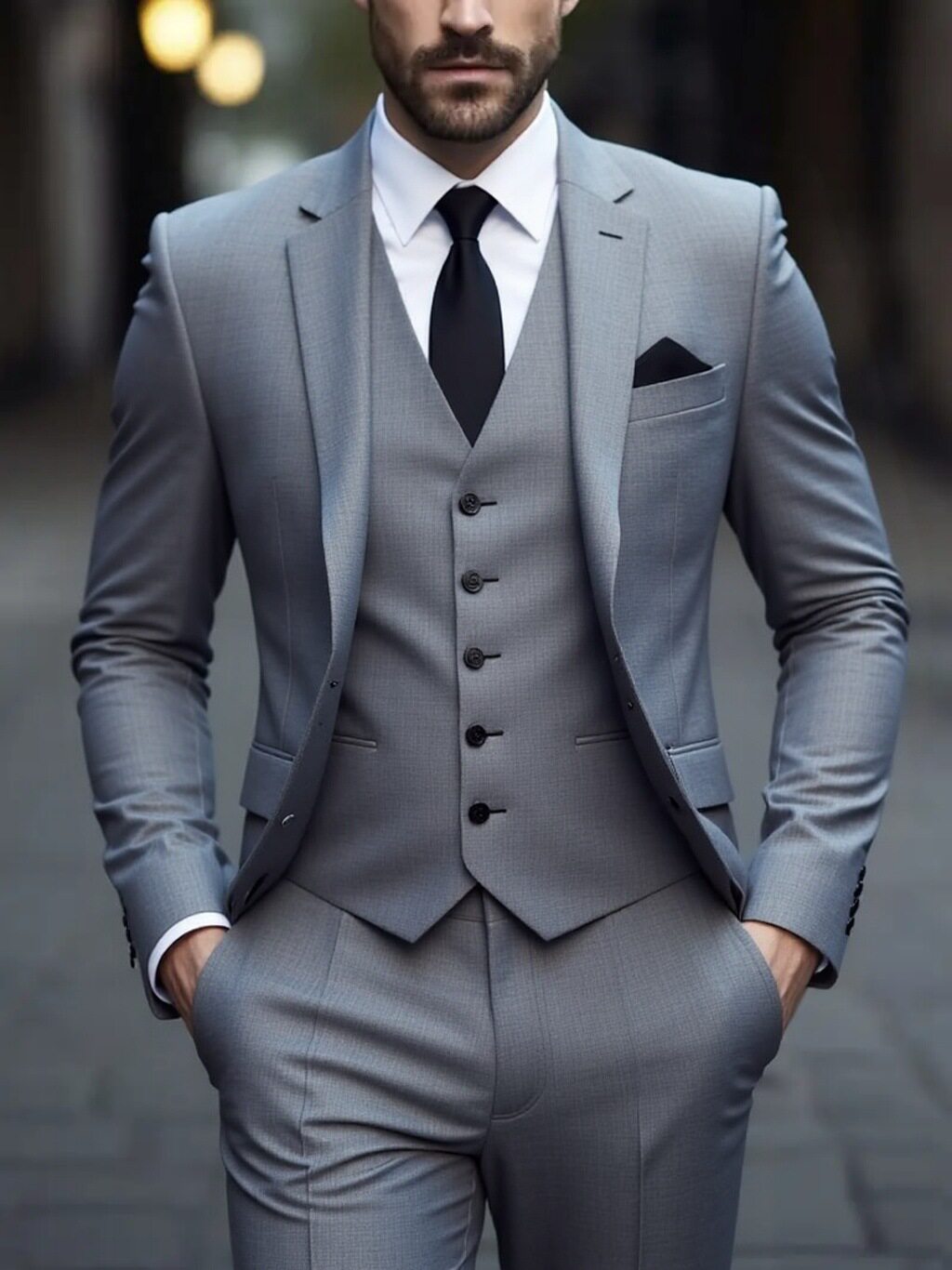 banquet solid color trendy business casual men's three-piece suit
