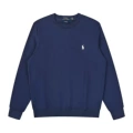 Cotton style round neck navy blue white