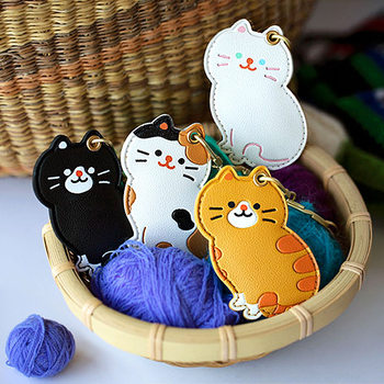 Original Life Leather Placket Card Holder Keychain Access Card Holder