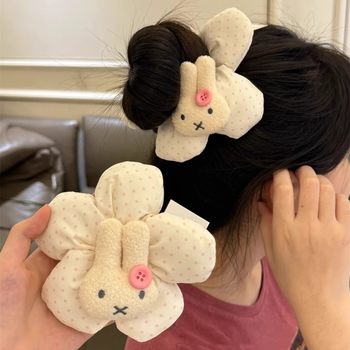 Cute Cartoon Miffy Rabbit Hair Tie Sweet Girl Rubber Band Polka Dot Flower Hair Tie Super Fairy Girl Style Hair Rope Hair Accessory