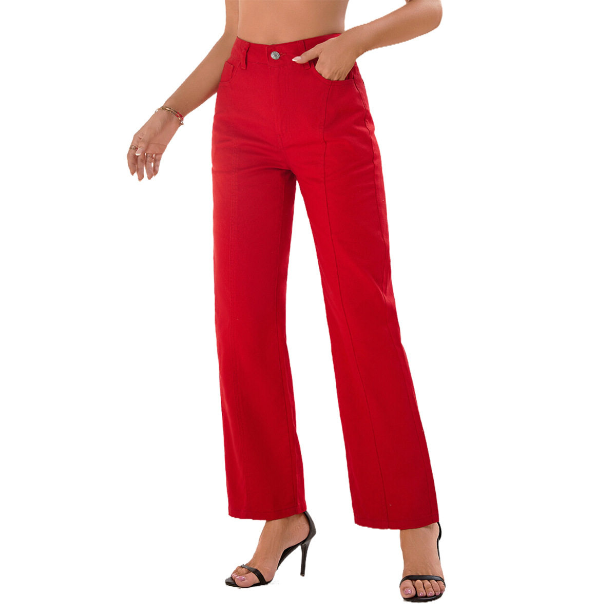 High Waisted Straight Leg Jeans Fashionable Design Casual Style Suitable for Everyday Wear Wholesale Available