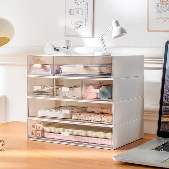 Desktop Transparent Drawer Storage Box Office File Storage Storage Box Bedroom Study Overlay Combination Storage Cabinet