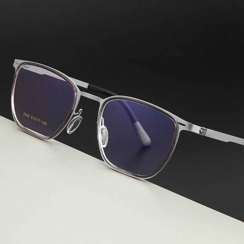 Linde Same Style Men's Lightweight Metal Glasses Frame Myopia Glasses Flat Glasses Eyebrow Frame 2002 Glasses Frame Wholesale