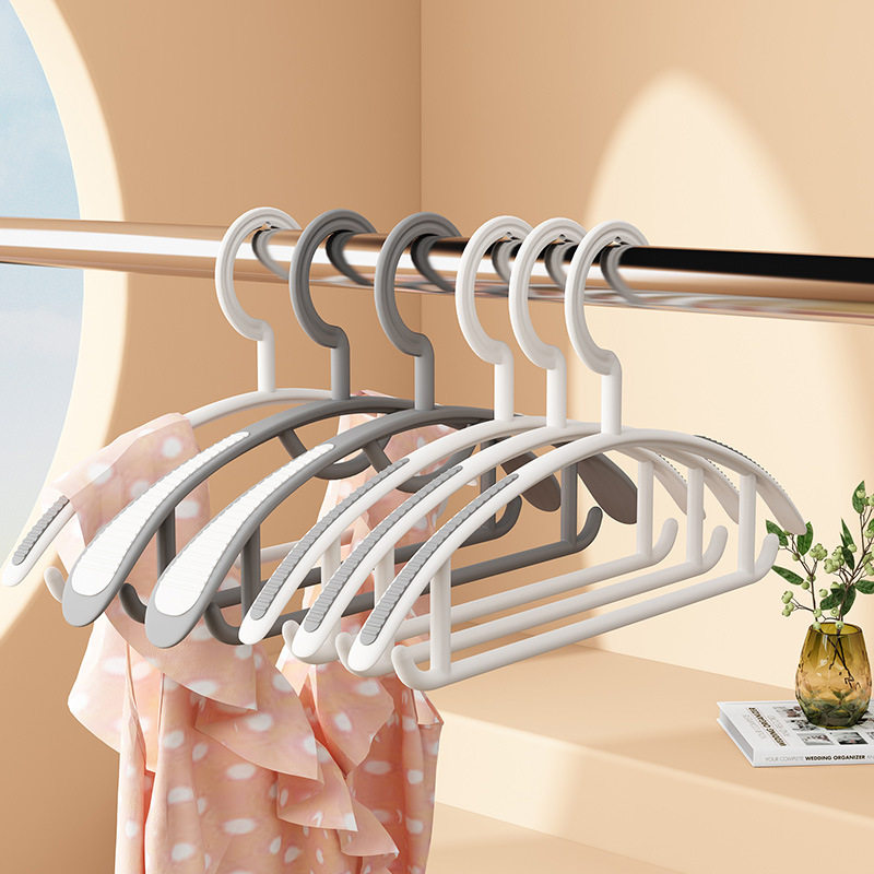 Household Seamless Non-Slip Clothes Hanger for Clothes Protectors Can't-up Bag Clothes-drying Bracing Double-position Narrow Shoulder Bold Clothes Hanger Plastic Semi-round Wide Shoulder