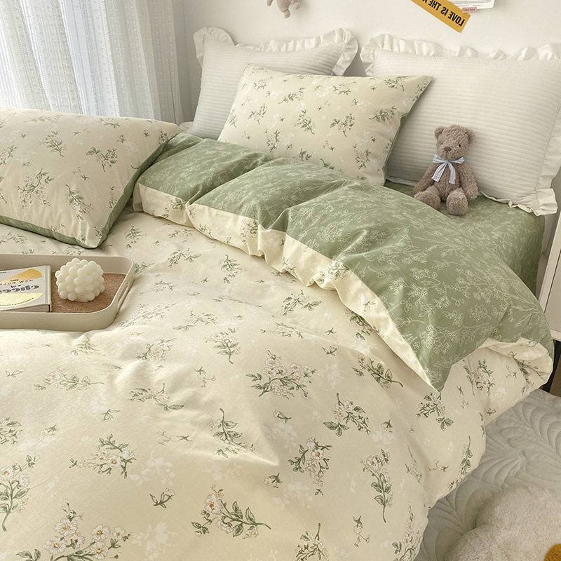 2025 Spring Cotton Small Floral Bed Four-piece Set Cotton Bed Sheet Bed Cover Three-piece Set Gift Group Purchase