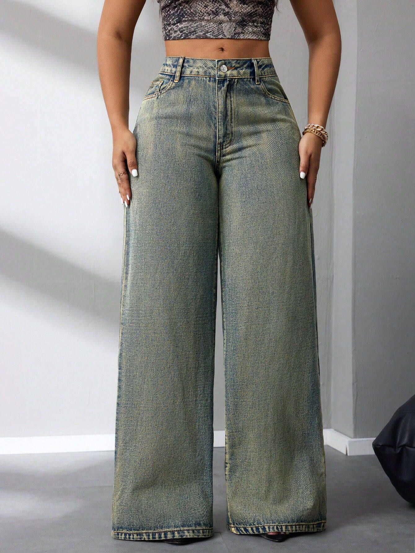Vintage Wide Leg Jeans Loose Fit Distressed Style Casual Wear Wholesale Available low MOQ bulk order