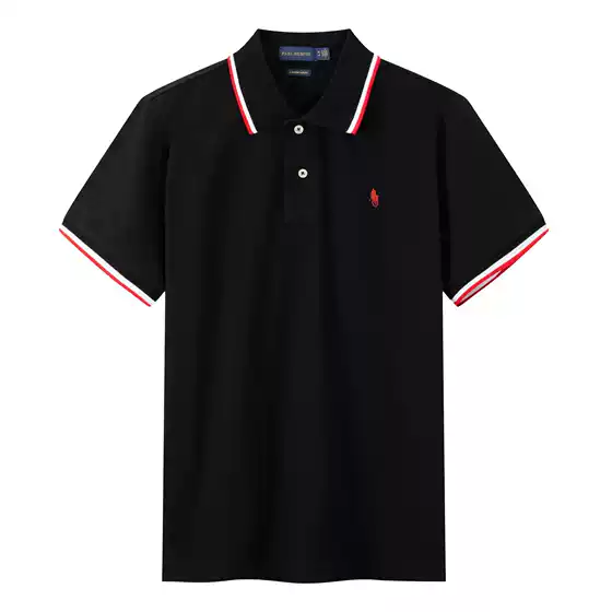 Summer Original Standard Paul Pony Standard Men's Short-sleeved Polo Shirt Pure Cotton Lapel Casual Short-sleeved T-shirt Men's Colorblock Collar